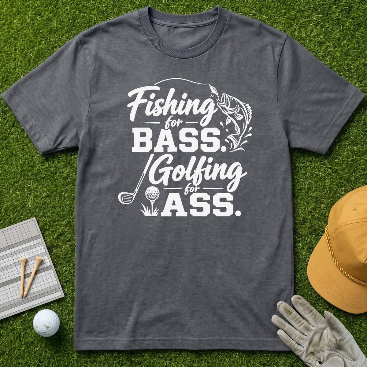 Fishing for Bass. Golfing for Ass. - Charcoal [BVS faf4b62e-97b1-4d04-a1a4-d228f548dccf:3]