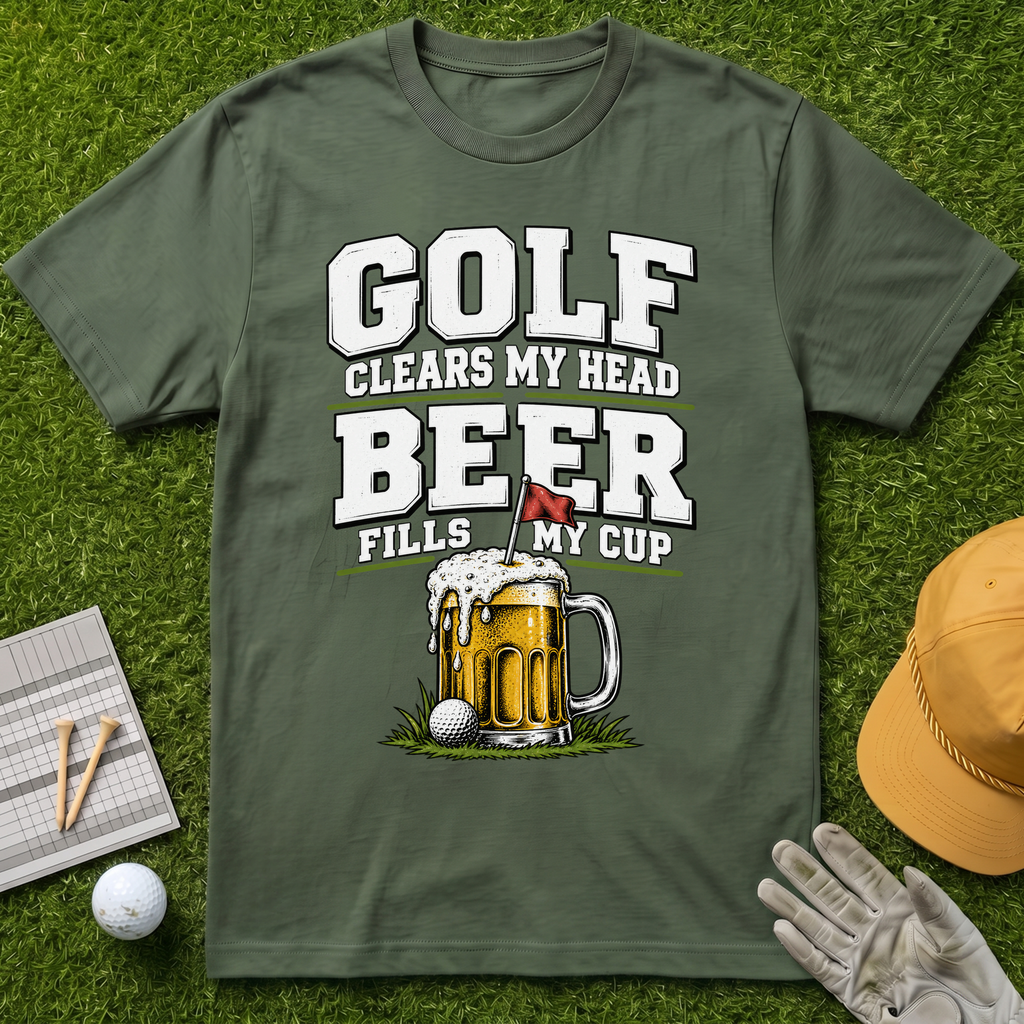 GOLF CLEARS MY HEAD BEER FILLS MY CUP - Military Green [BVS d6ac51dd-3140-4242-b175-dae17ea8c66d:0]